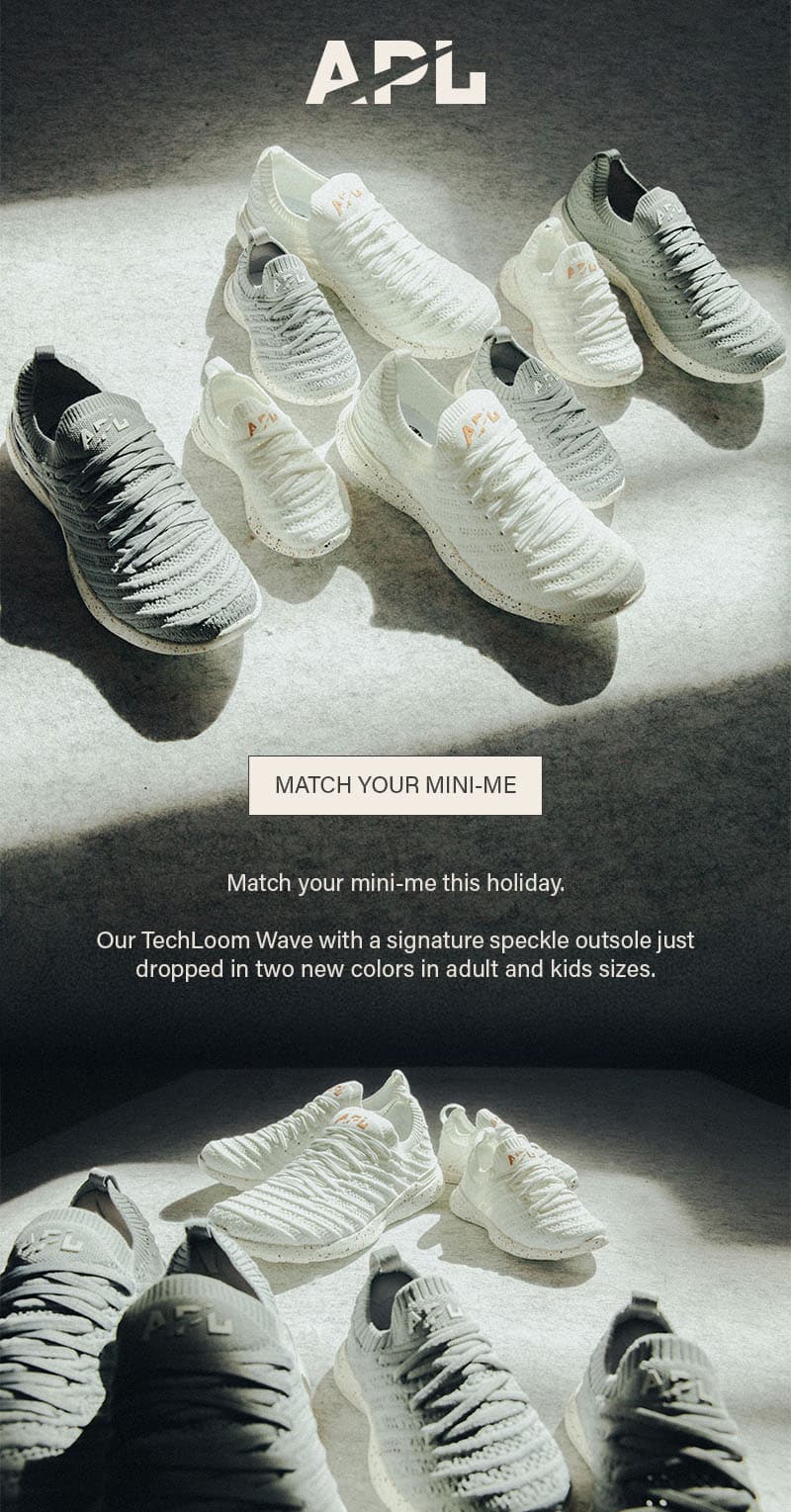 Match your mini-me this holiday. Our TechLoom Wave with a signature speckle outsole just dropped in two new colors in adult and kids sizes.