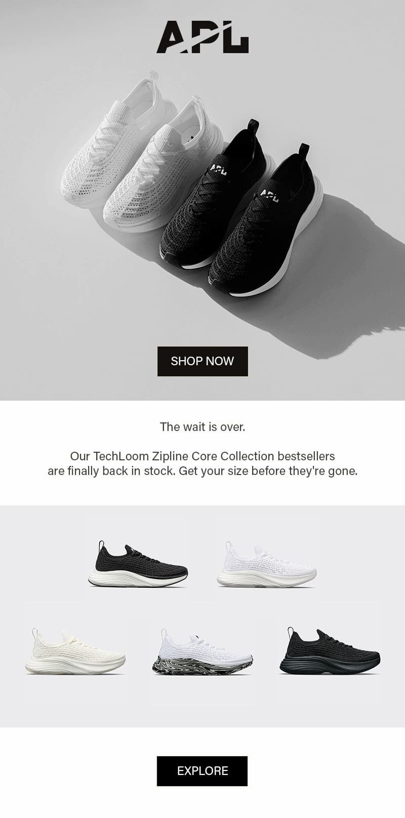 Our TechLoom Zipline Core Collection bestsellers are finally back in stock. Get your size before they're gone.