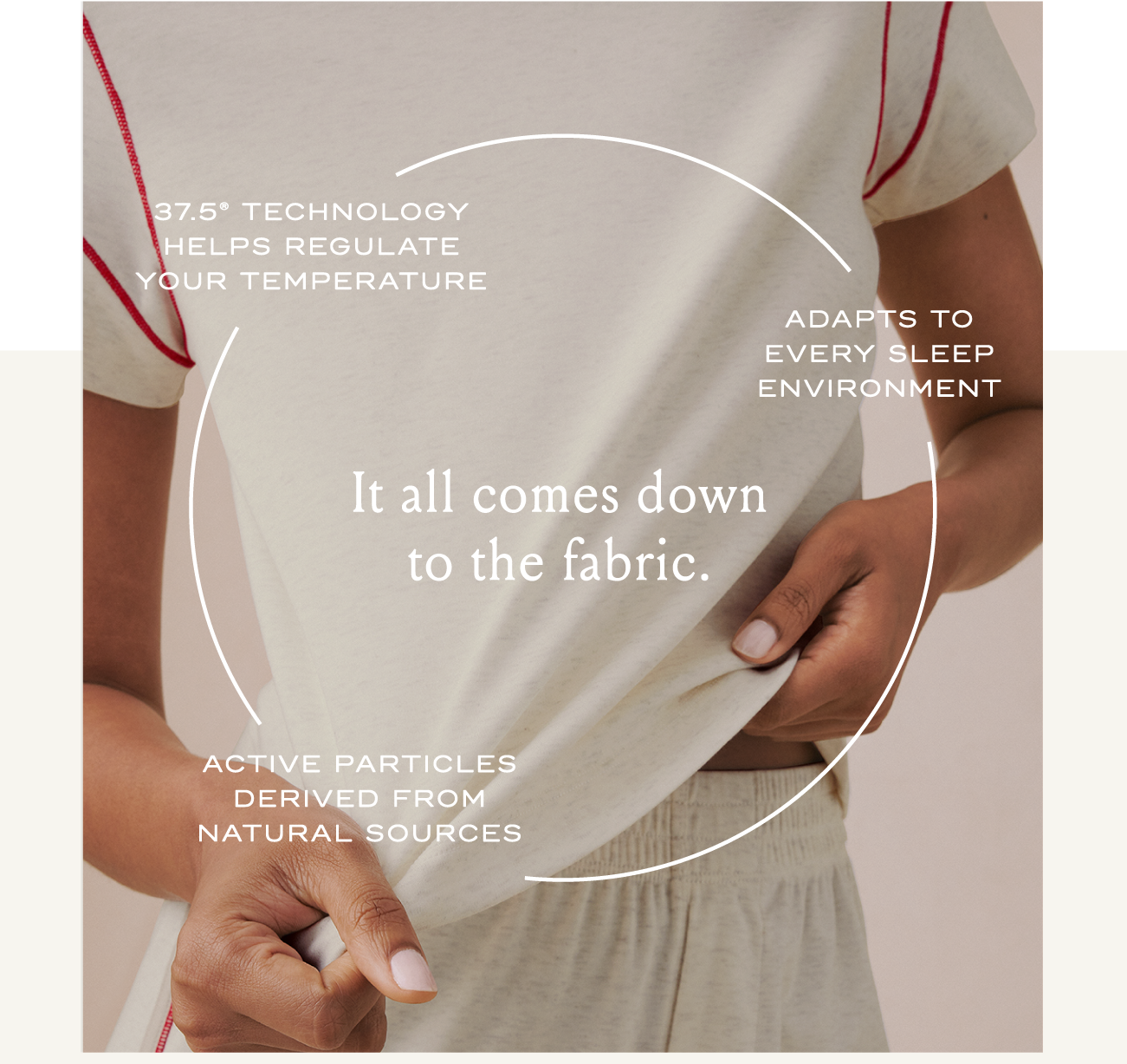 It all comes down to the fabric. | 37.5® Technology helps regulate your temperature | Adapts to every sleep environment | Active particles derived from natural Sources