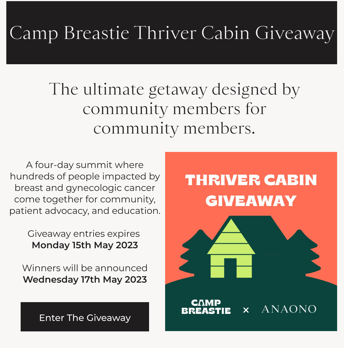 Camp breastie thriver cabin giveaway