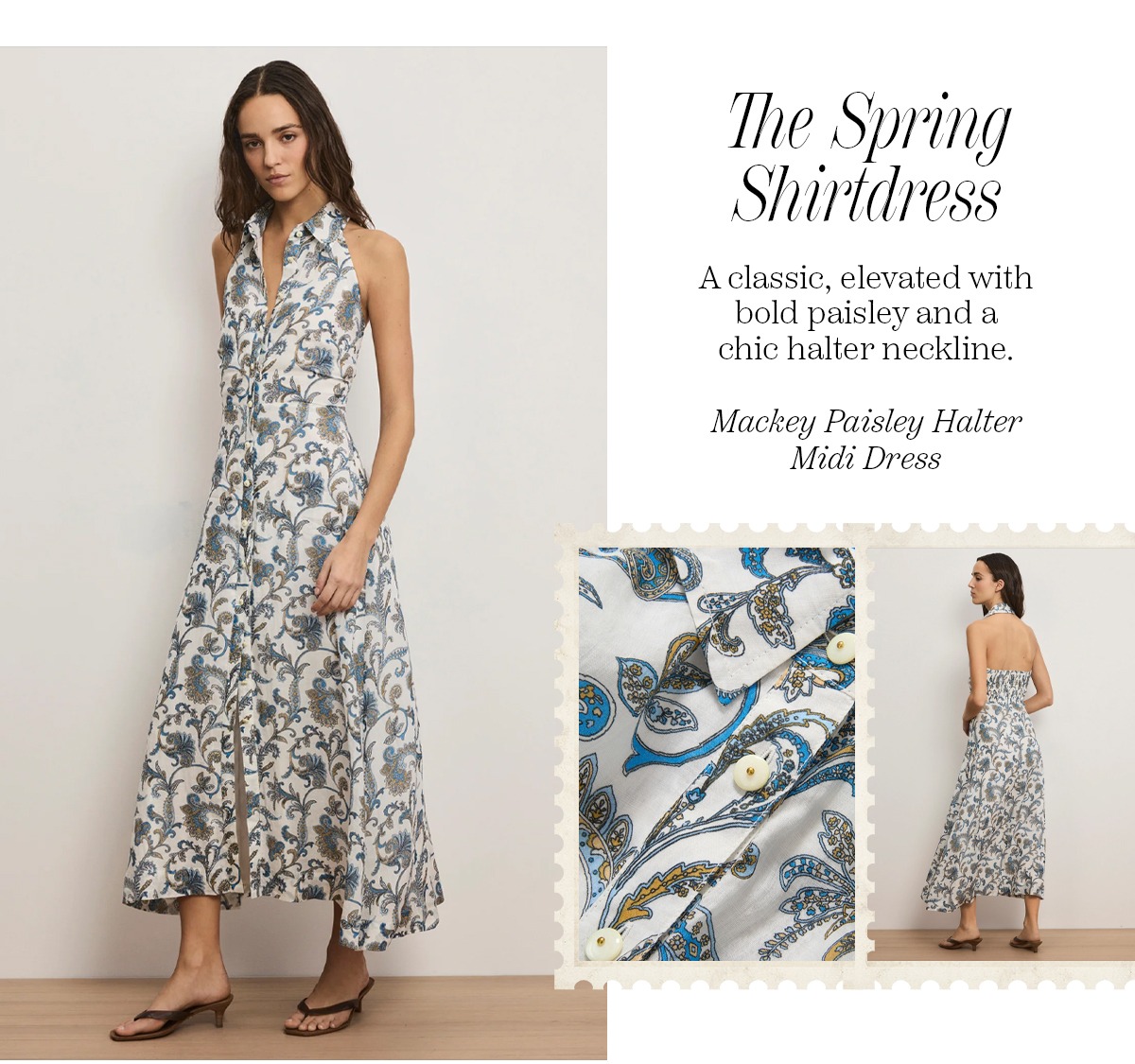 Mackey Paisley Halter Midi Dress