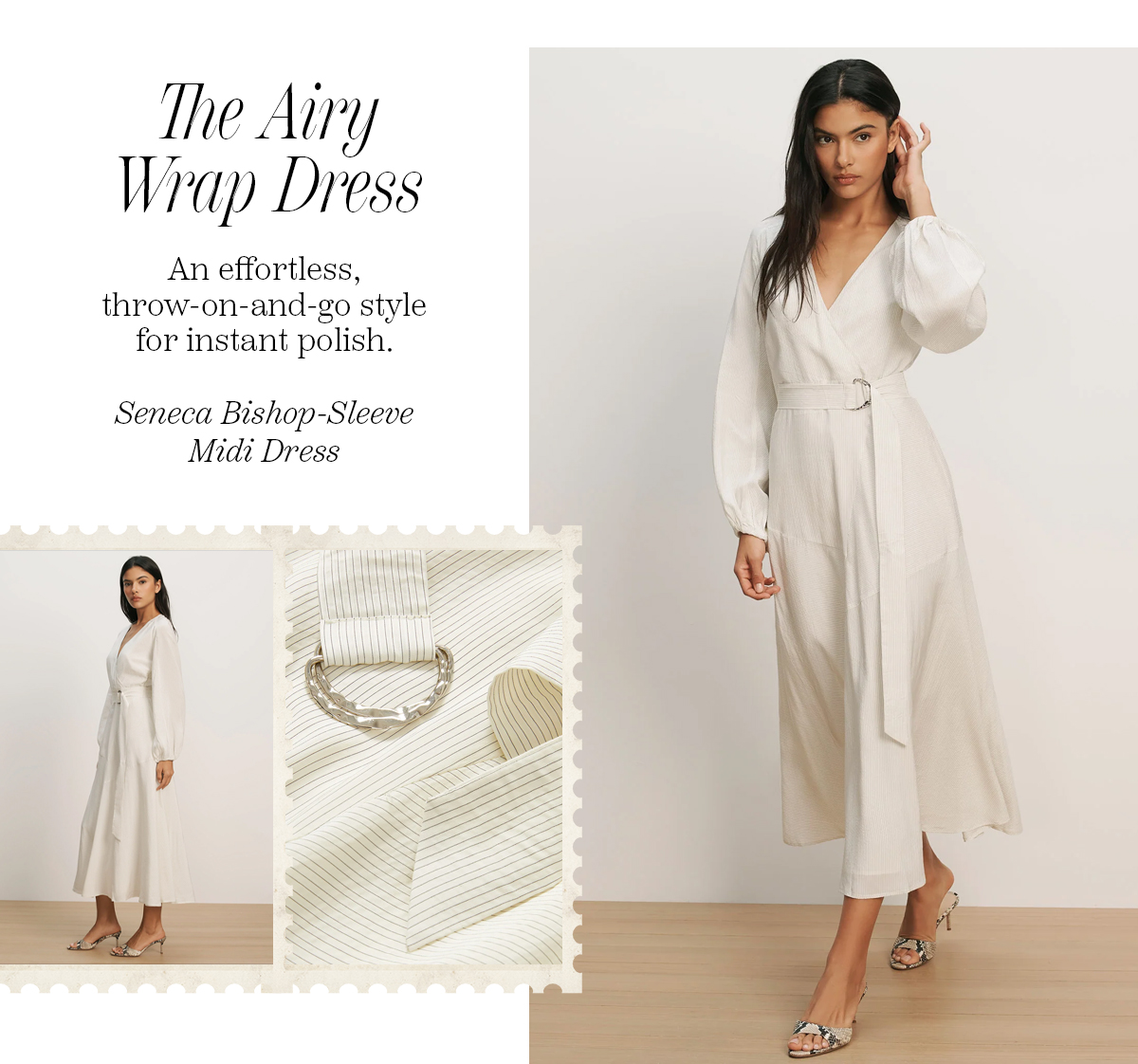 Seneca Bishop-Sleeve Midi Dress