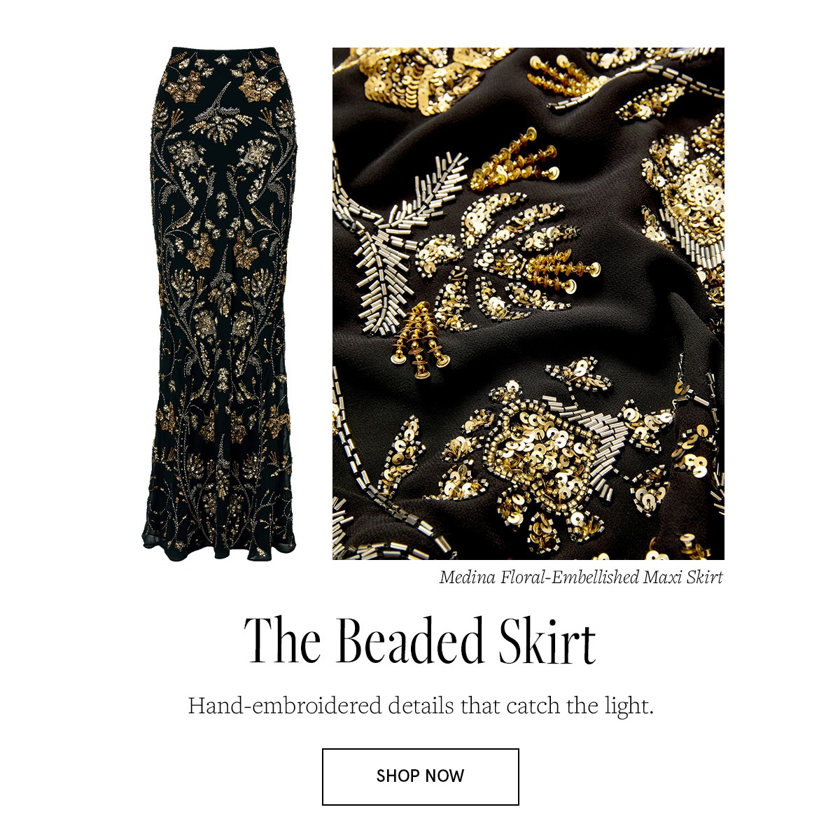 Medina Floral-Embellished Maxi Skirt