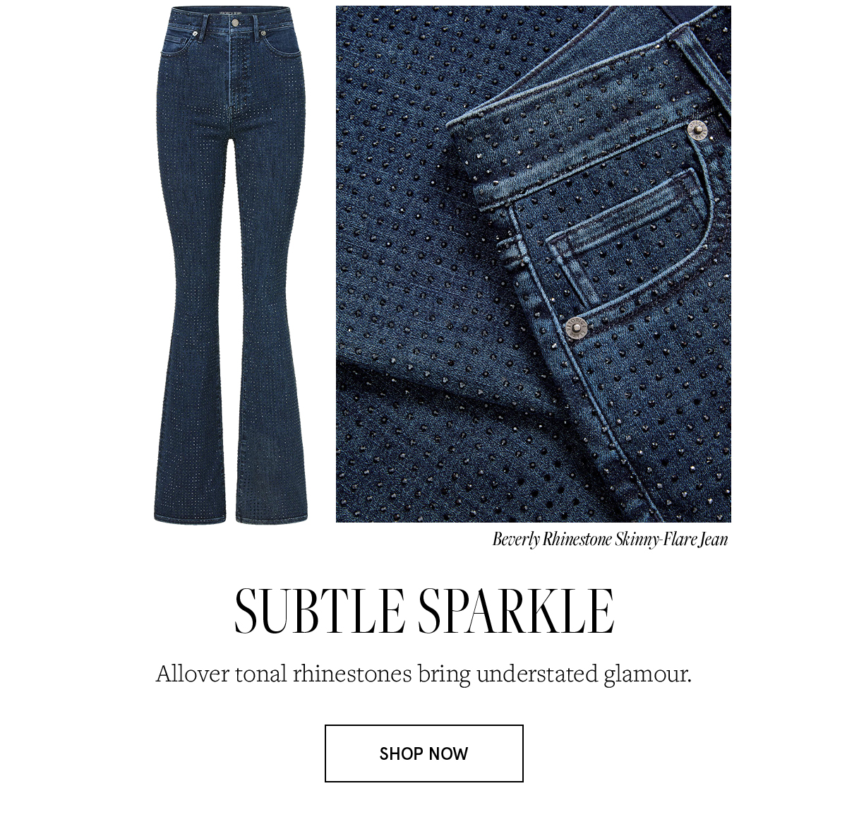 Beverly Rhinestone Skinny-Flare Jean