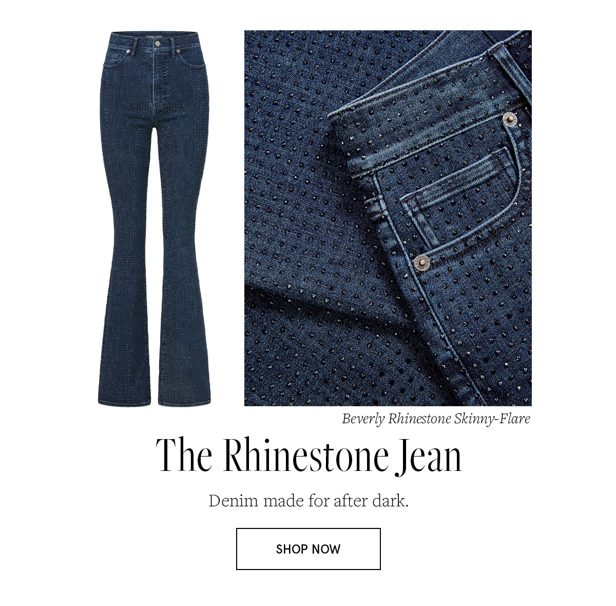 Beverly Rhinestone Skinny-Flare Jean