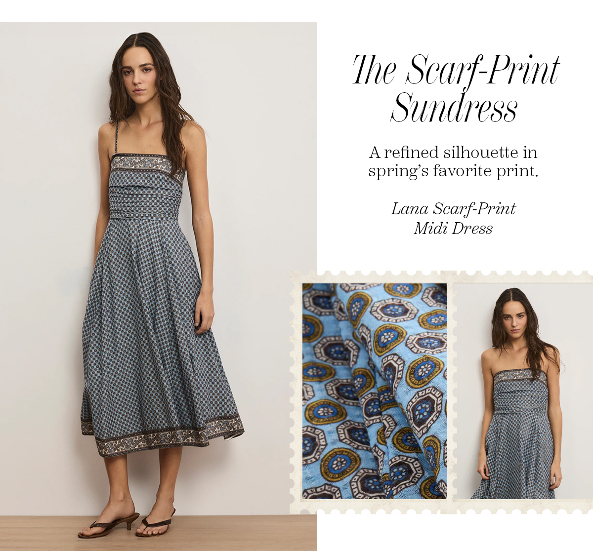 Lana Scarf-Print Midi Dress