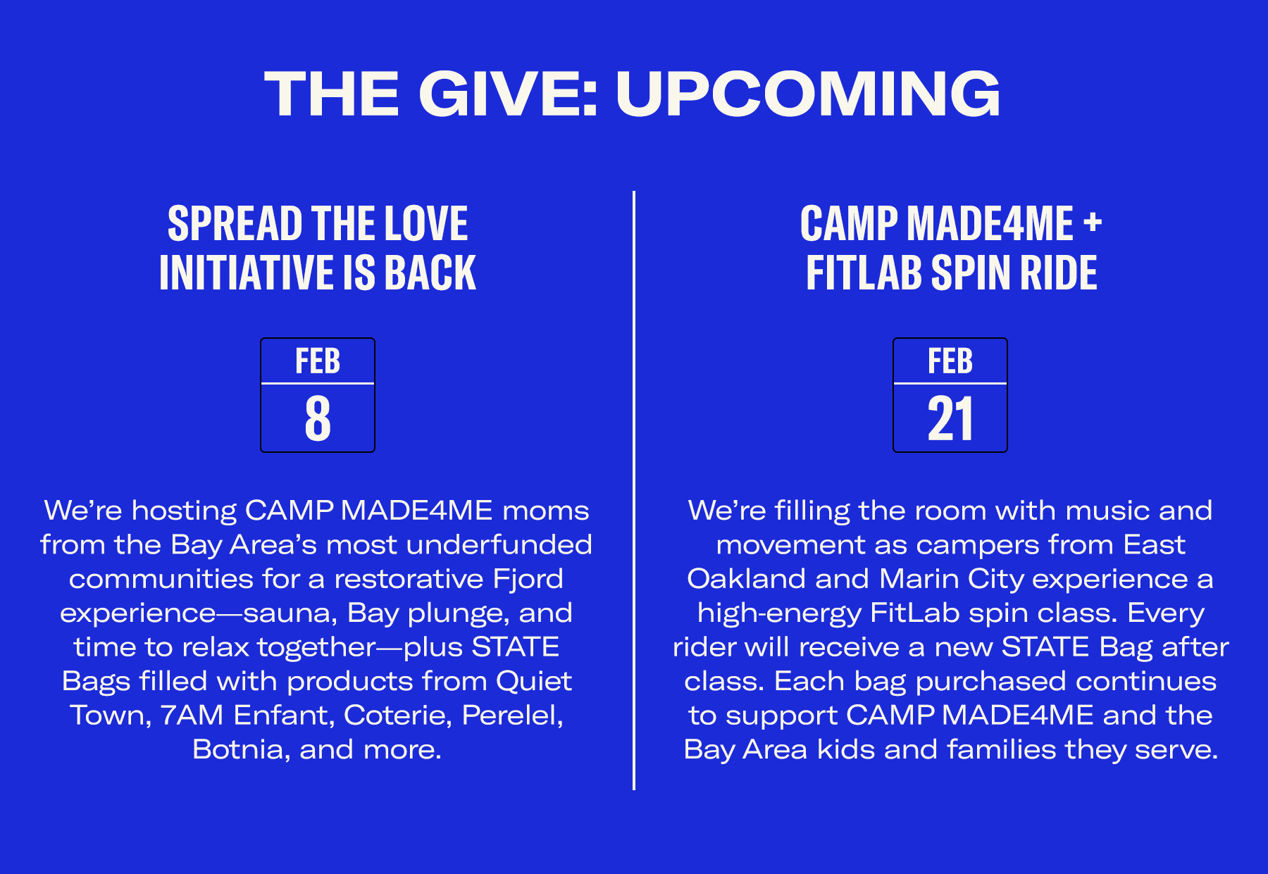 THE GIVE:  UPCOMING