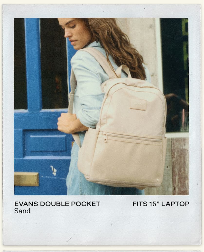 Woman wearing evans double pocket large sand