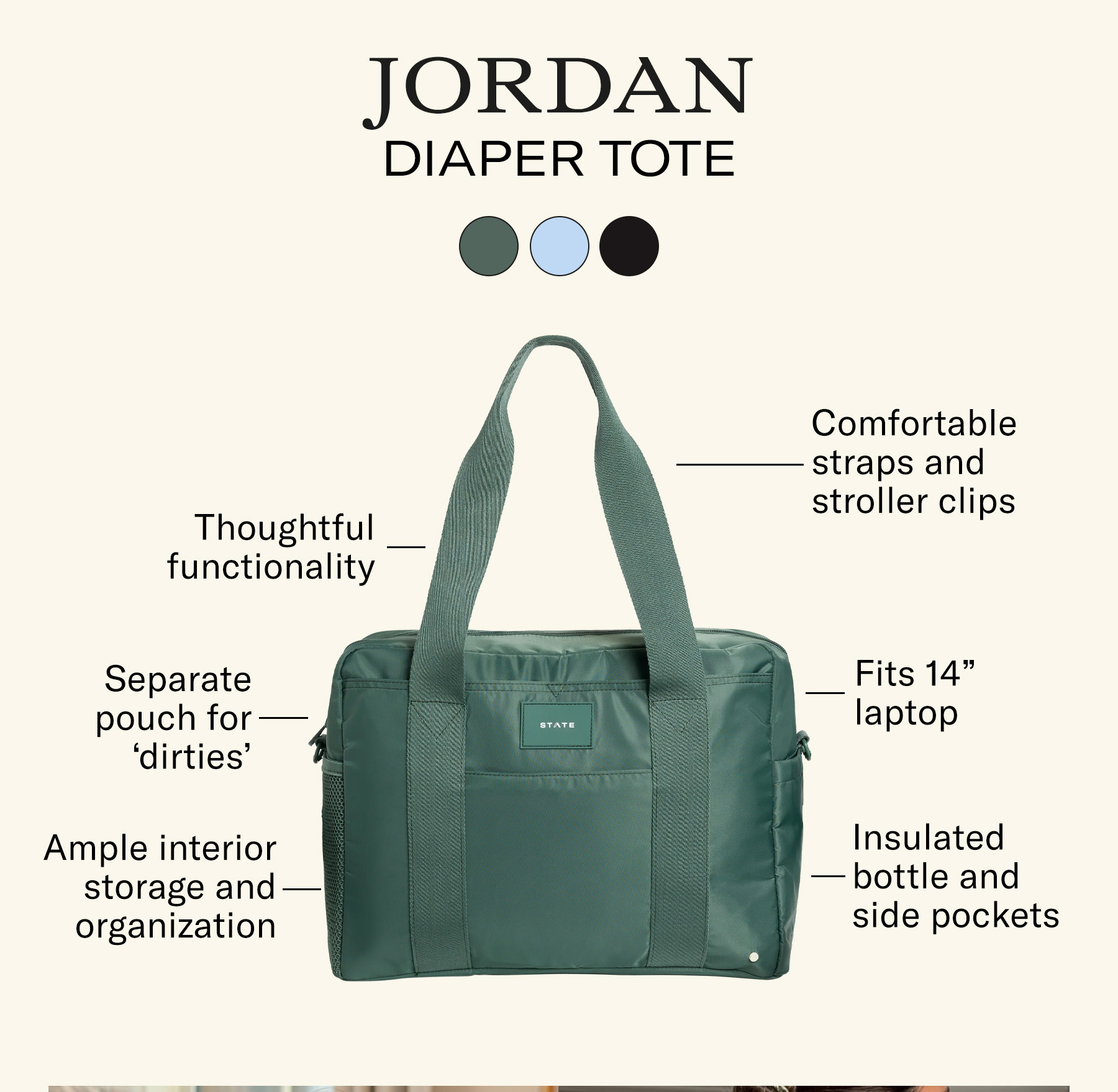 Jordan Diaper Tote Features