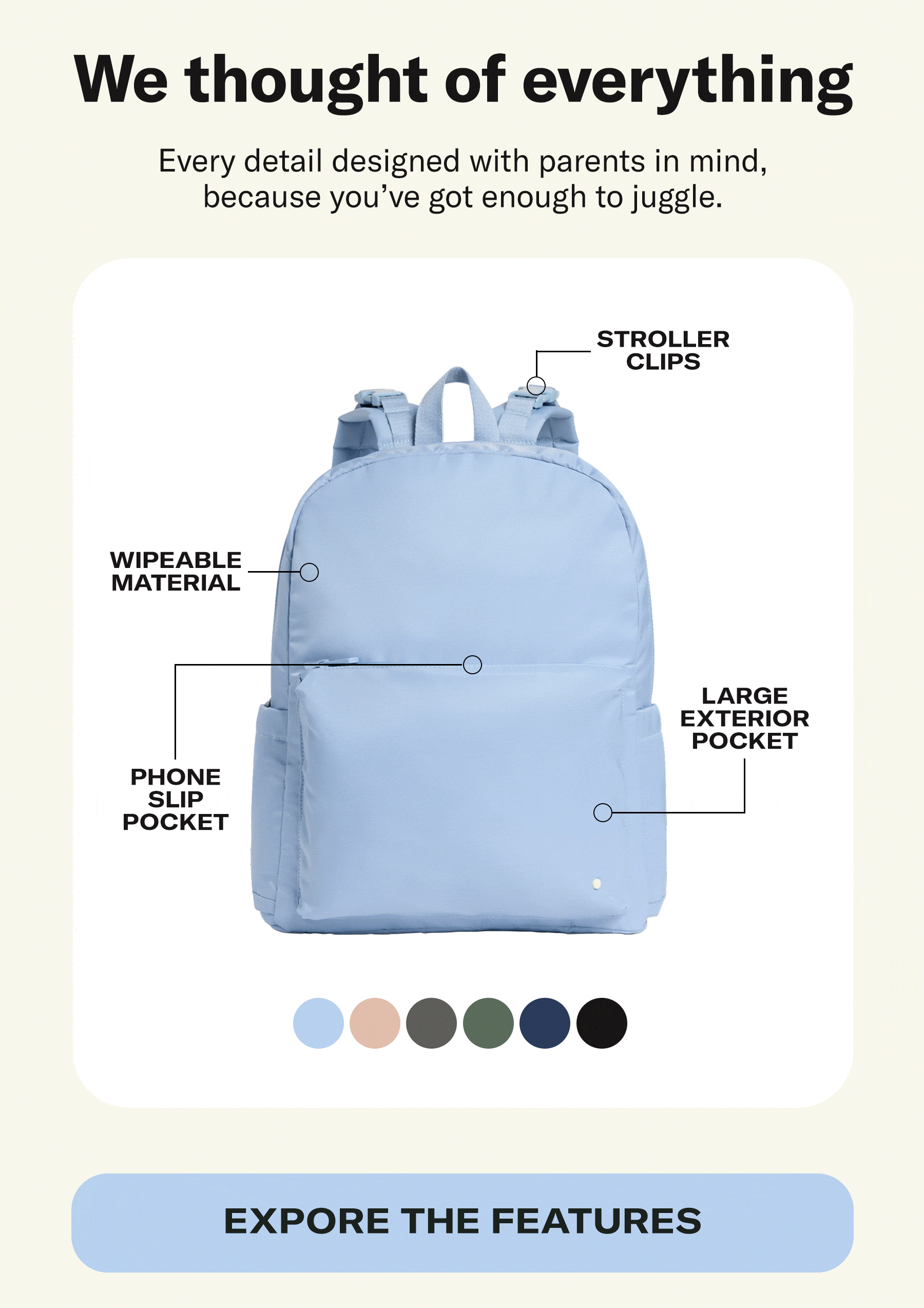 We thought of everything - Lorimer Diaper Backpack Feature
