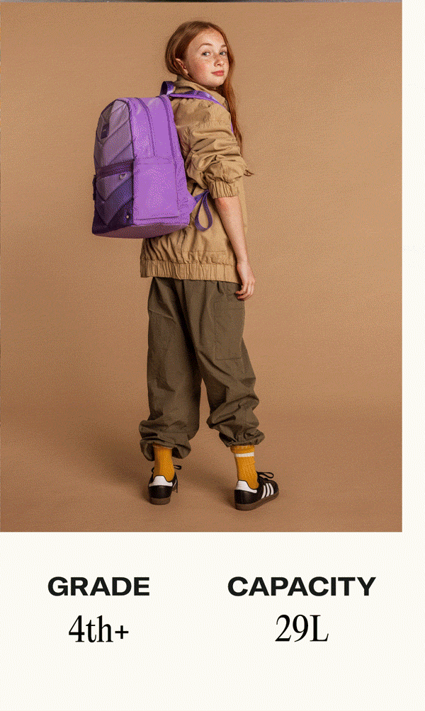 Girl with Kane Double Pocket Large Backpack Lilac Chevron