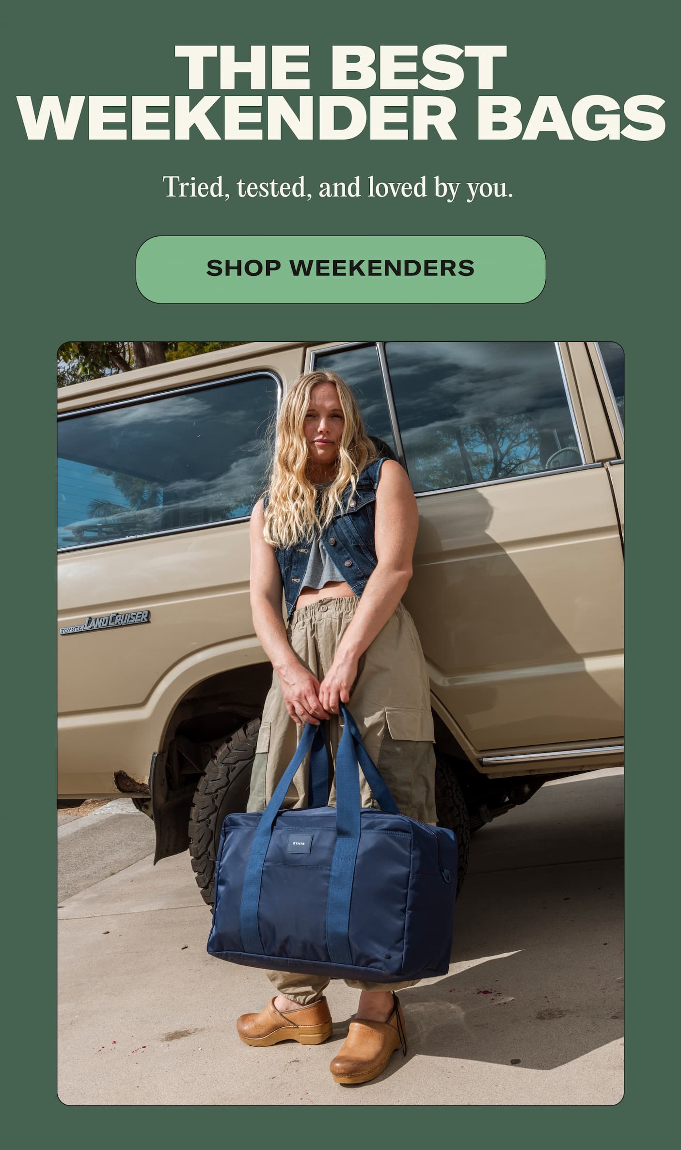 THE BEST WEEKENDER BAGS Tried, tested, and loved by you. SHOP WEEKENDERS