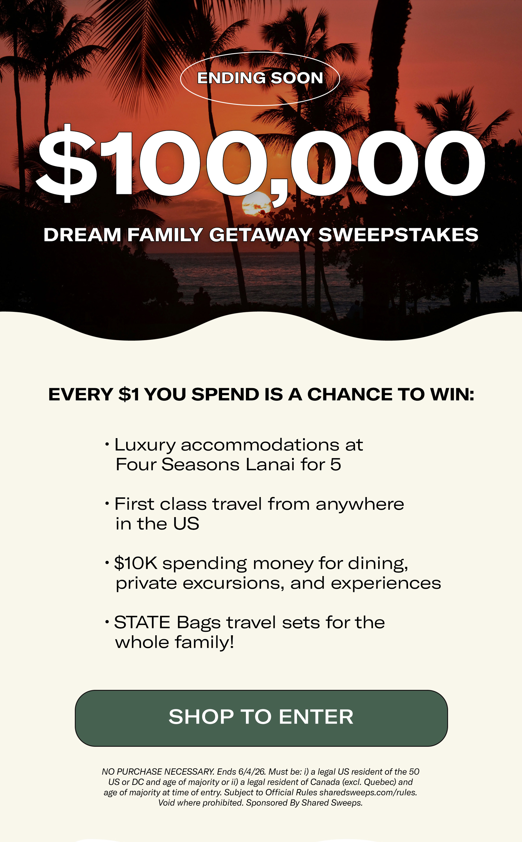 $100,000 Dream Family Getaway Sweepstakes