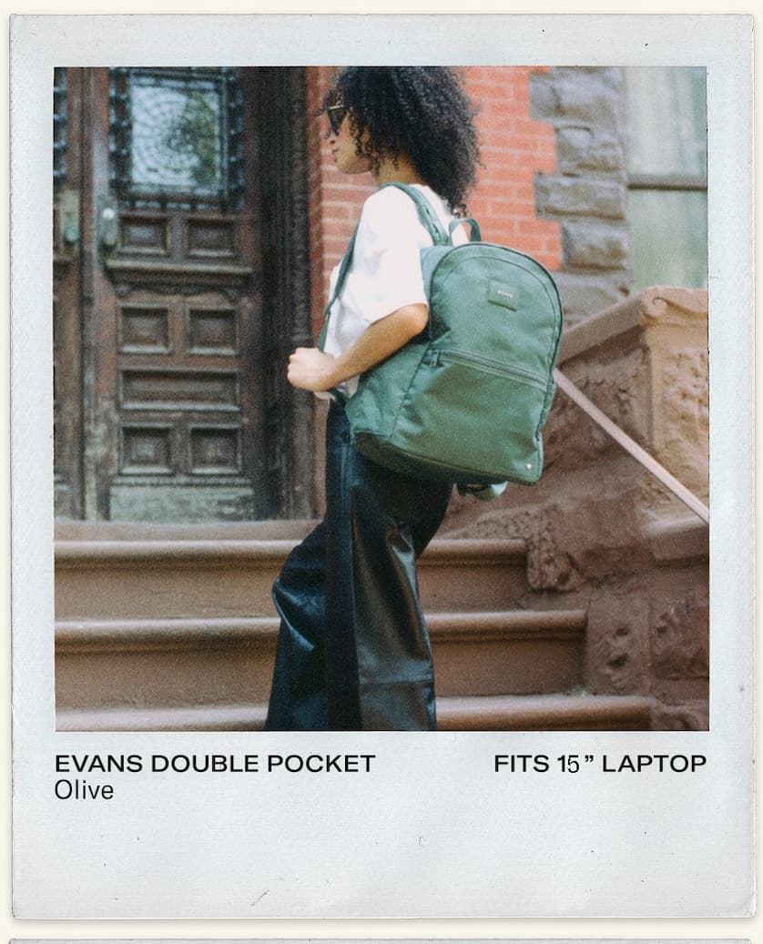 Woman wearing evans double pocket large olive
