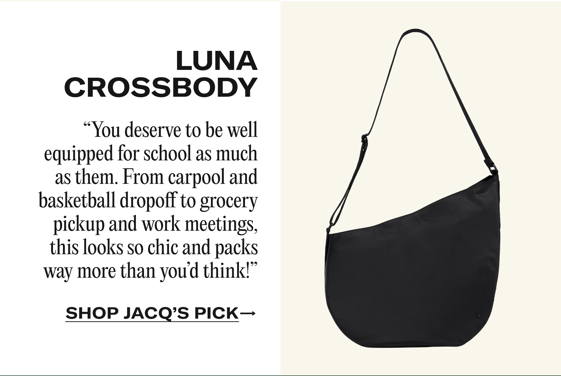 Luna Crossbody quote from Jacq