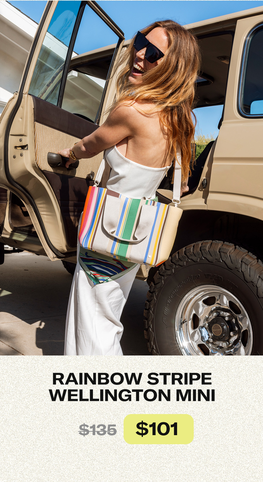Rainbow stripe mini wellington cabana tote