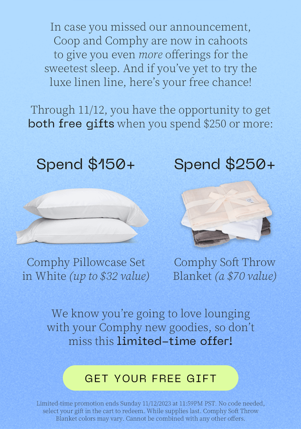 A 70 blanket for FREE Coop Sleep Goods