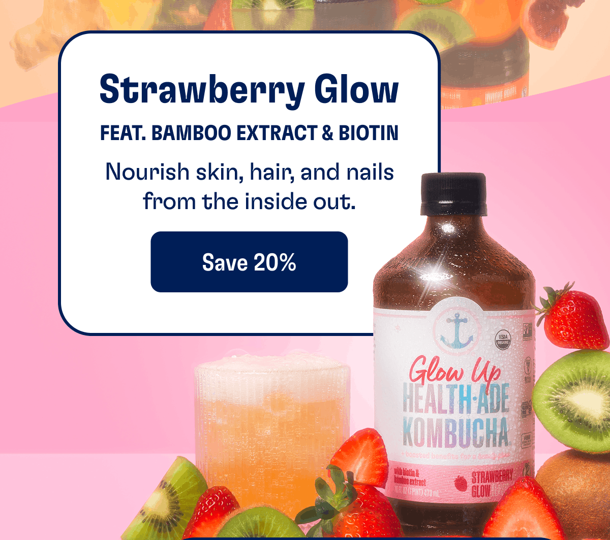 Strawberry Glow | Feat. bamboo extract & biotin | Nourish skin, hair, and nails from the inside out. | Save 20%