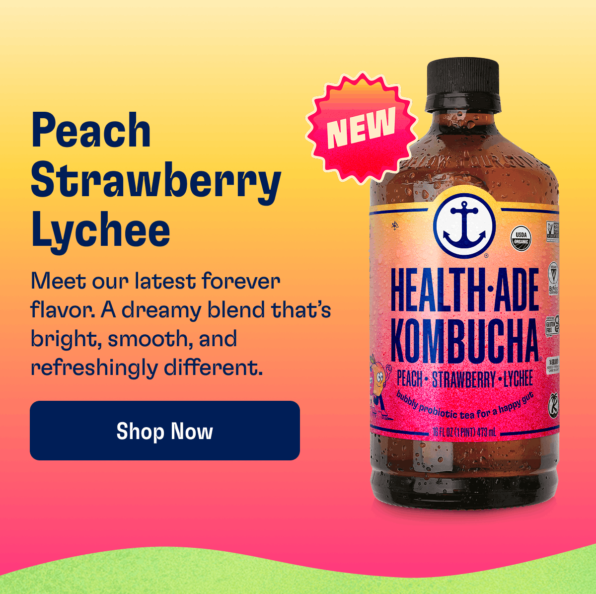 Peach Strawberry Lychee | Meet our latest forever flavor. A dreamy blend that’s bright, smooth, and refreshingly different. | Shop Now