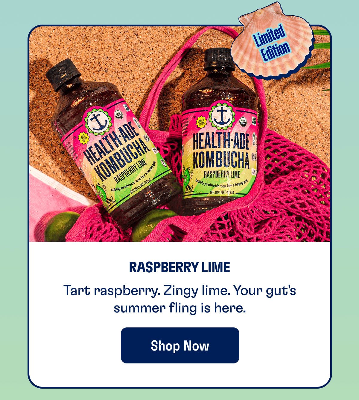 Limited Edition | Raspberry Lime | Tart raspberry. Zingy lime. You gut's summer fling is here. | Shop Now
