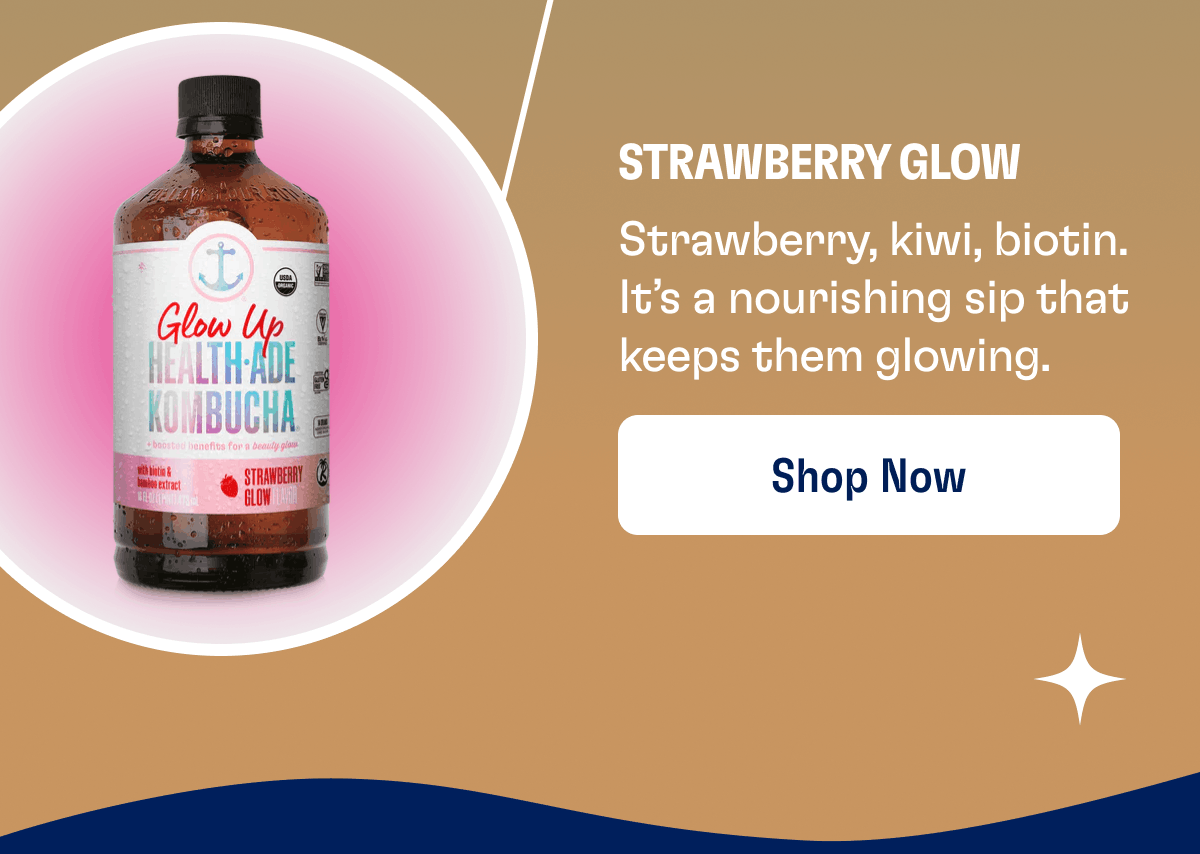Strawberry Glow | Strawberry, kiwi, biotin. It’s a nourishing sip that keeps them glowing.&nbsp;| Shop Now