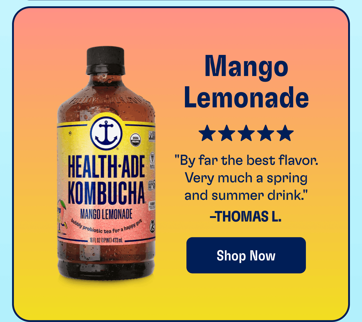 Mango Lemonade | "By far the best flavor. Very much a spring and summer drink." –Thomas L. | Shop Now