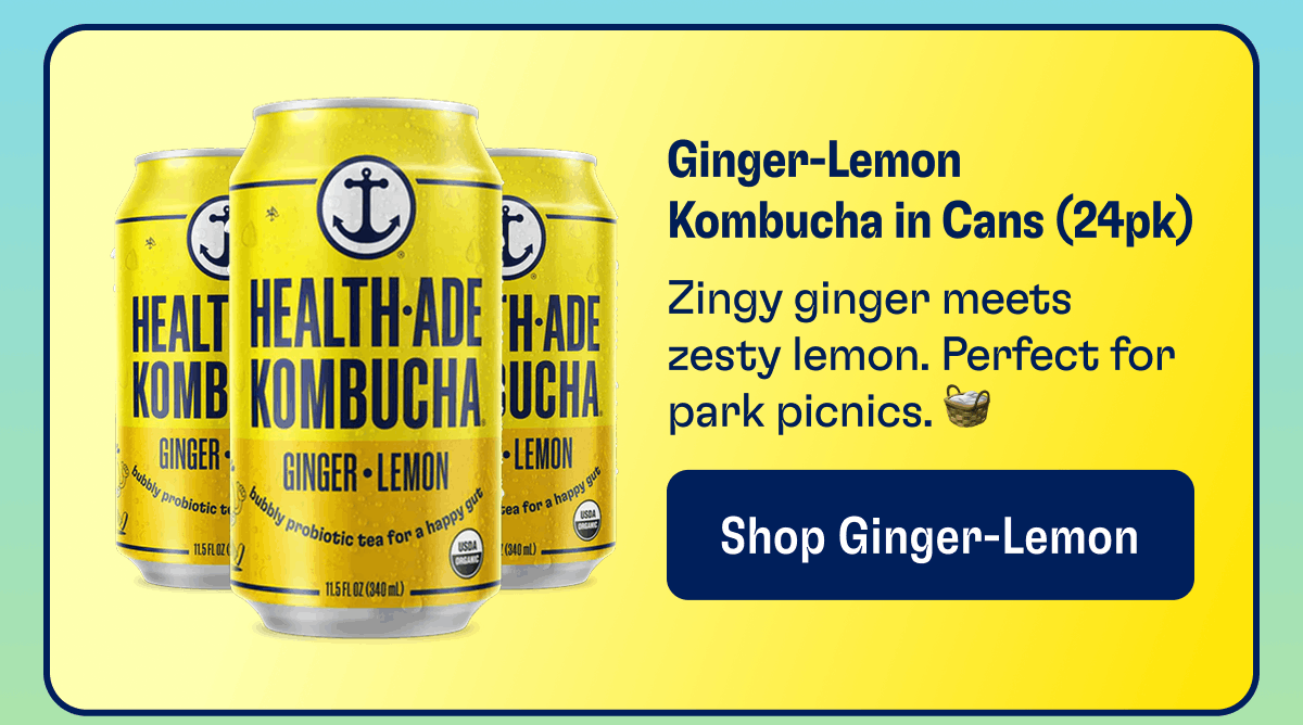 Ginger-Lemon Kombucha in Cans (24pk)﻿ | Zingy ginger meets zesty lemon. Perfect for park picnics. 🧺 | Shop Ginger-Lemon