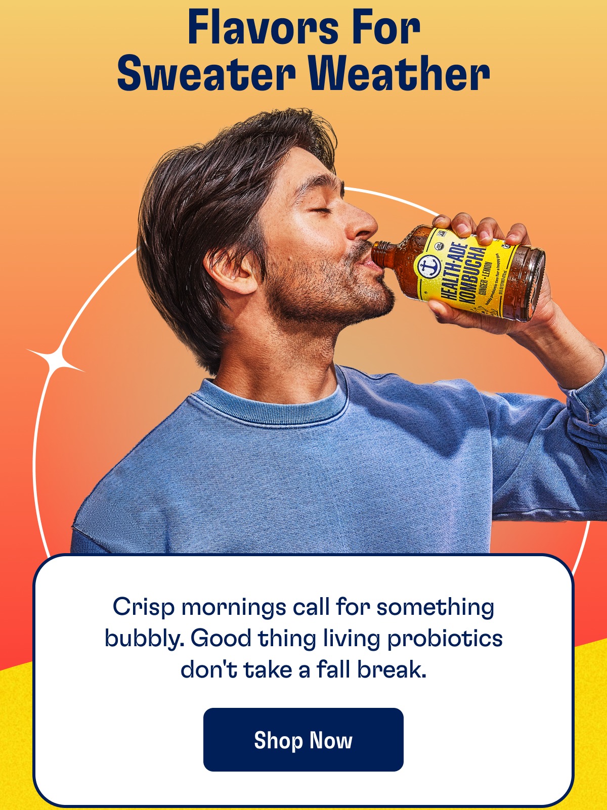 Flavors For Sweater Weather Crisp mornings call for something bubbly. Good thing living probiotics don't take a fall break. Shop Now