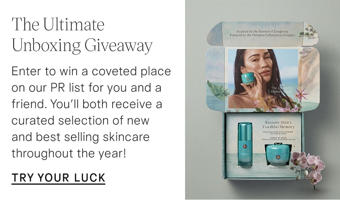 The Ultimate Unboxing Giveaway. Enter to win a coveted place on our PR list for you and friend. You'll both receive a curated selection of new and best selling skincare throughout the year! Try Your Luck