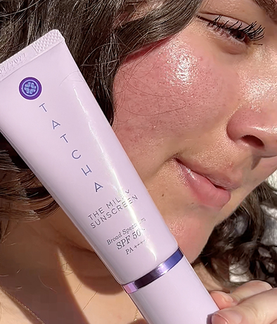 An image of a customer with The Milky Sunscreen applied on face