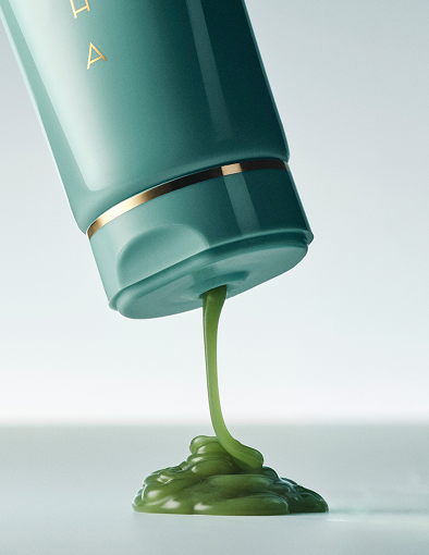 An image of the Matcha Foam Cleanse from Tatcha being squeezed out the tube.