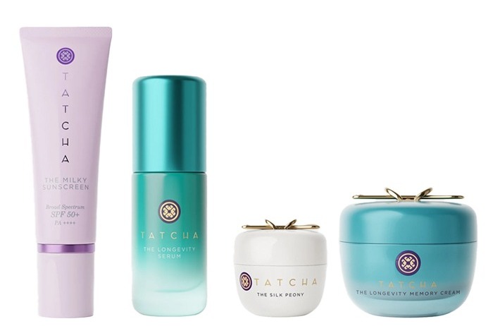 An image of a selection of Tatcha products for healthy-aging benefits