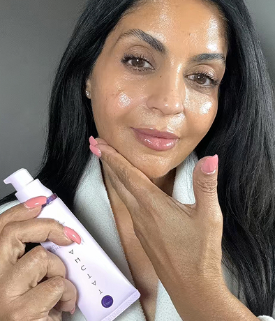 An image of a customer with The Milky Sunscreen applied on face