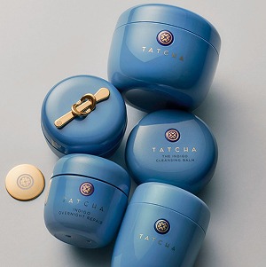 An image of a selection of Tatcha formulas for soothing skin.