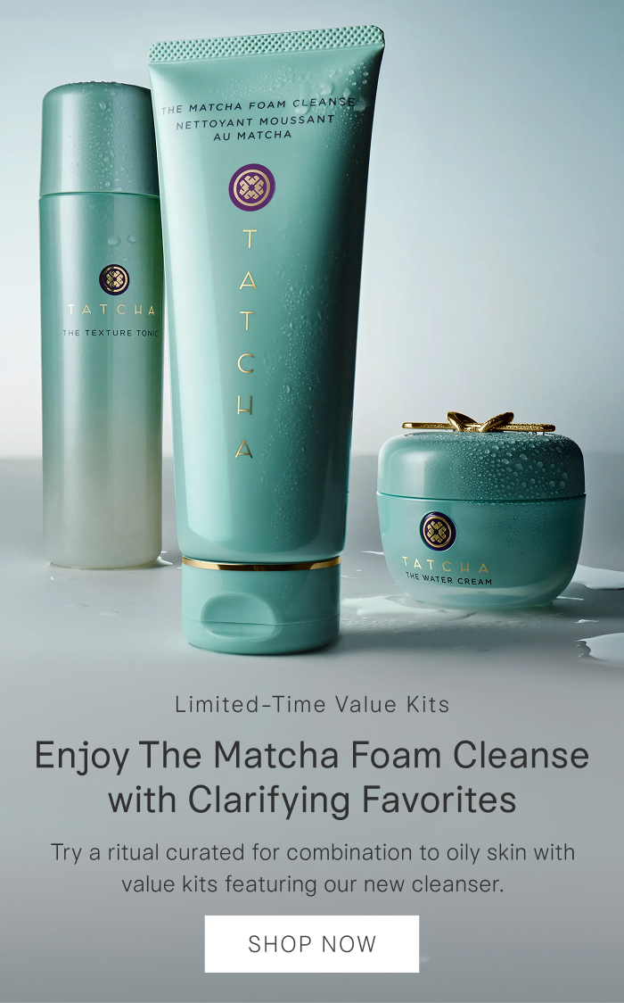 Enjoy The Matcha Foam Cleanse with limited-time value kits curated for combination to oily skin. Shop Now