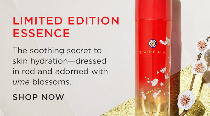 Limited Edition Essence The soothing secret to skin hydration-dressed in red and adorned with ume blossoms. Shop Now