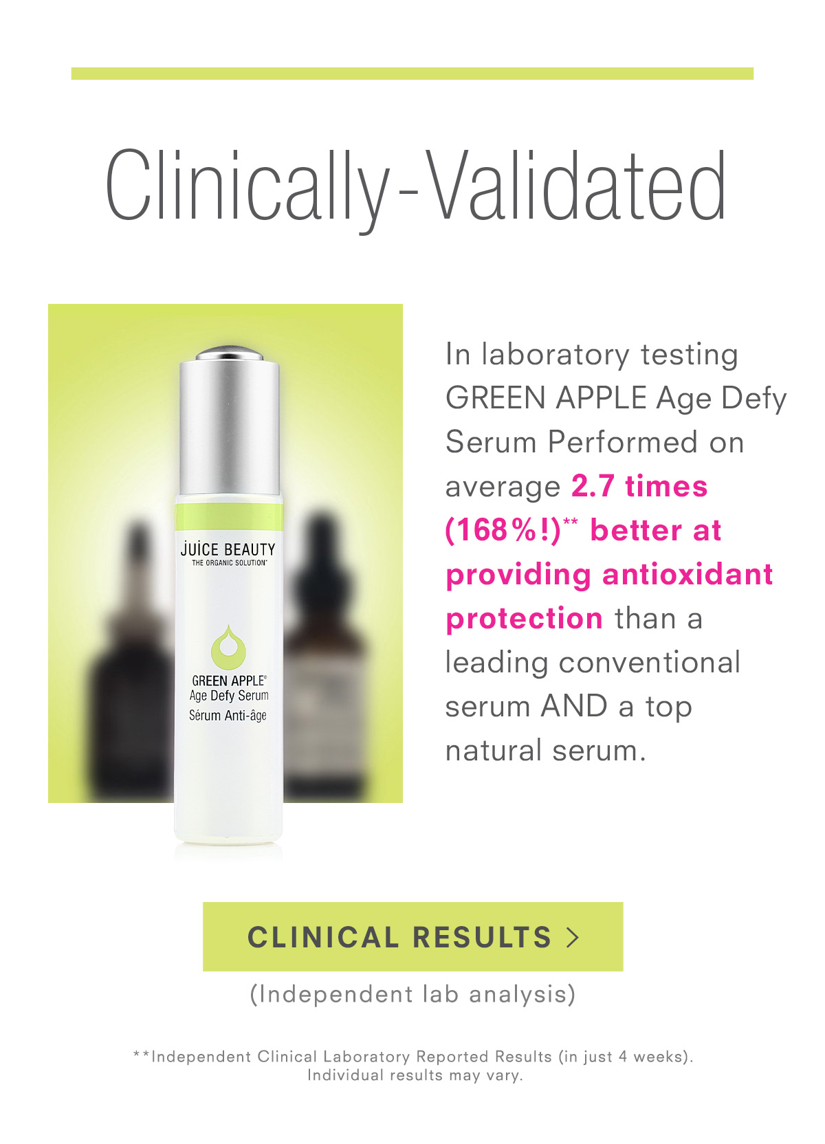 Clinically Validated GREEN APPLE Age Defy Serum. Shop Now >