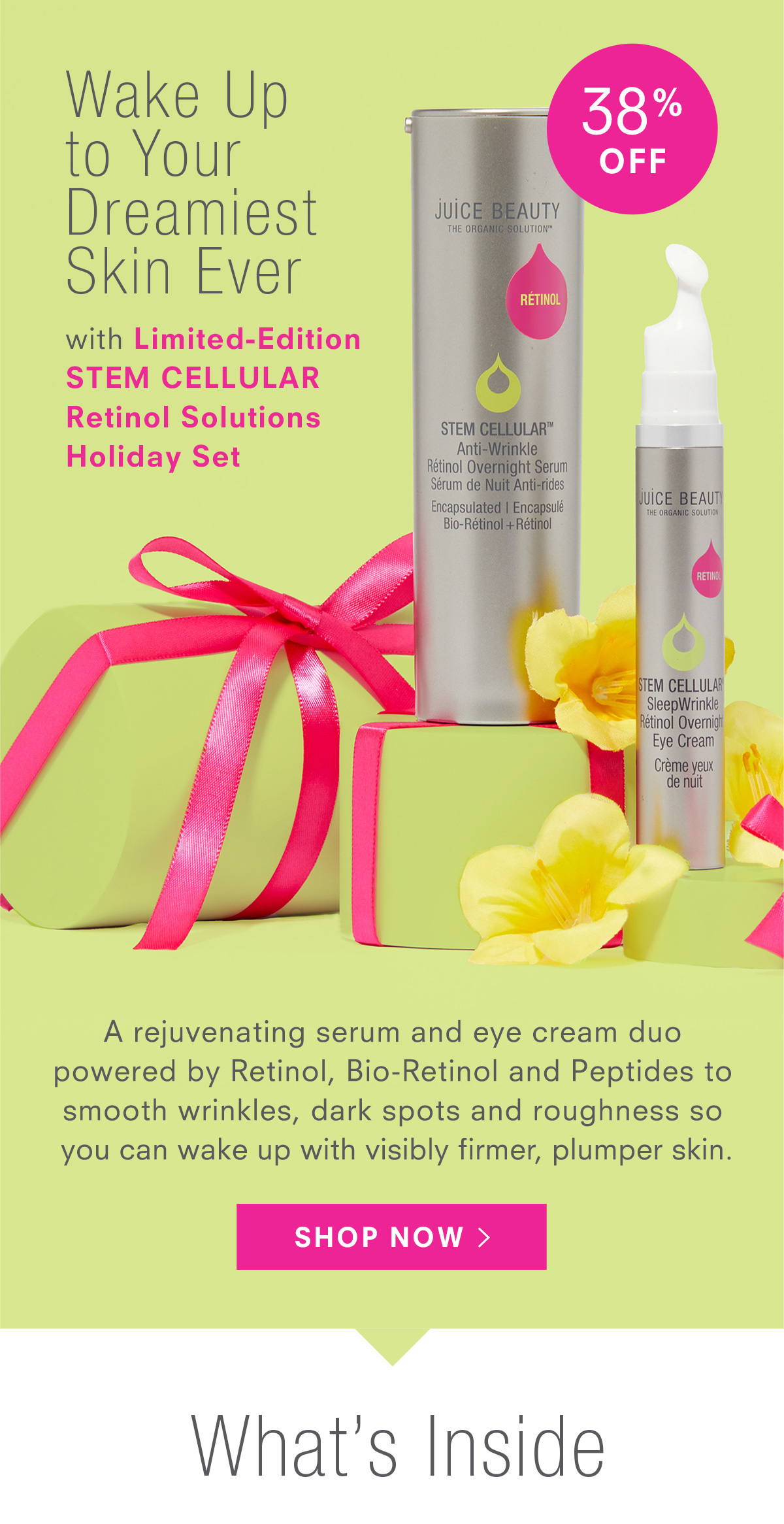 STEM CELLULAR Retinol, Bio-Retinol, Peptides Solutions Kit - $72 ($117 value). Shop Now >