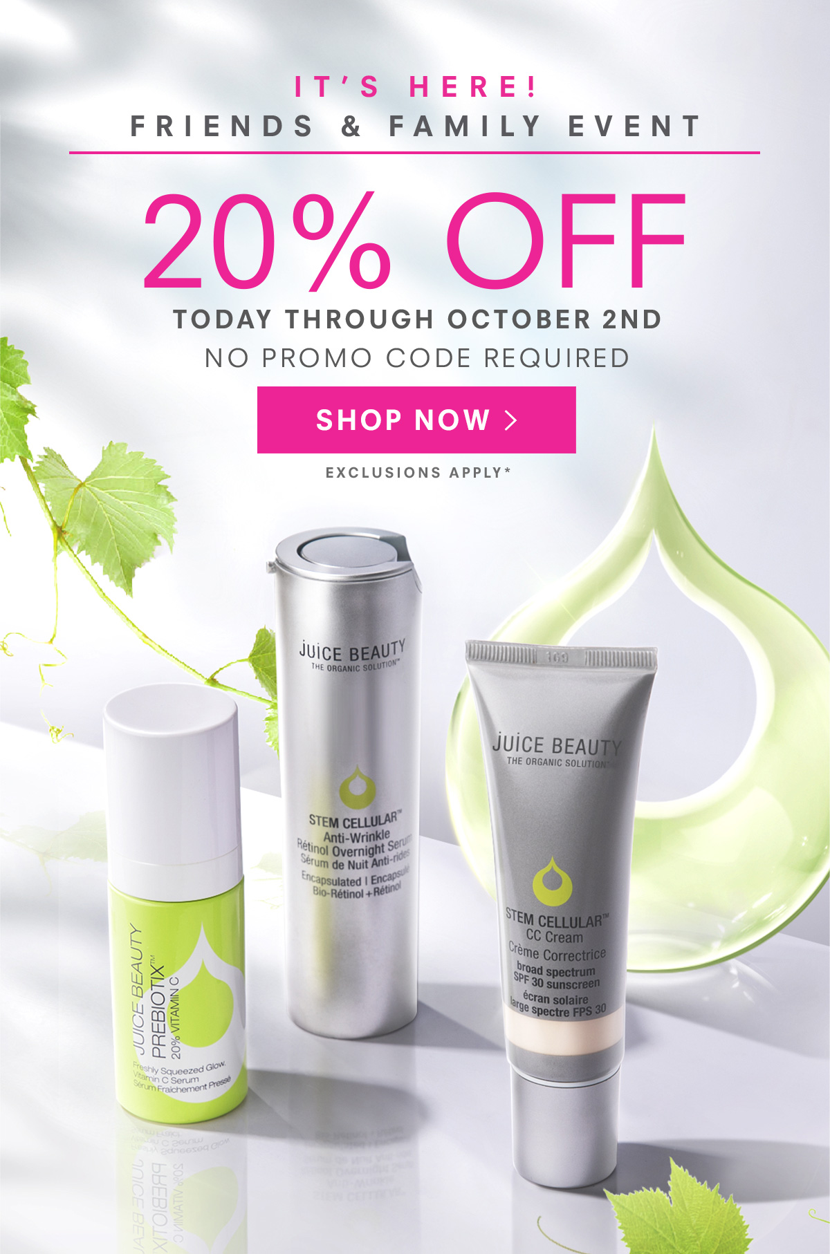 Friends & Family Event. 20% Off .* No promo code required