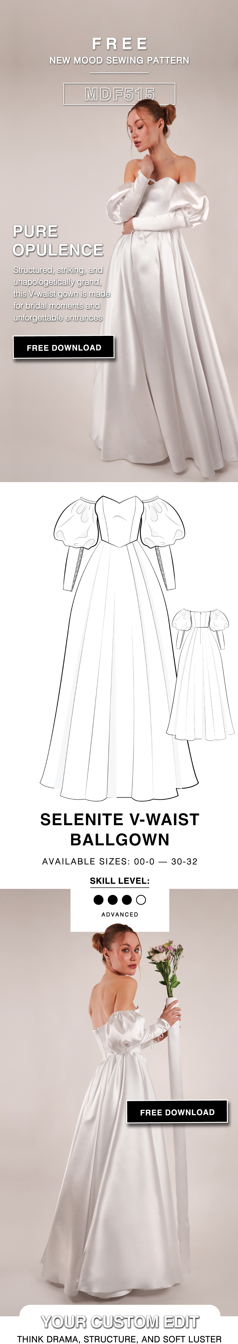 THE SELENITE V-WAIST BALLGOWN FREE SEWING PATTERN