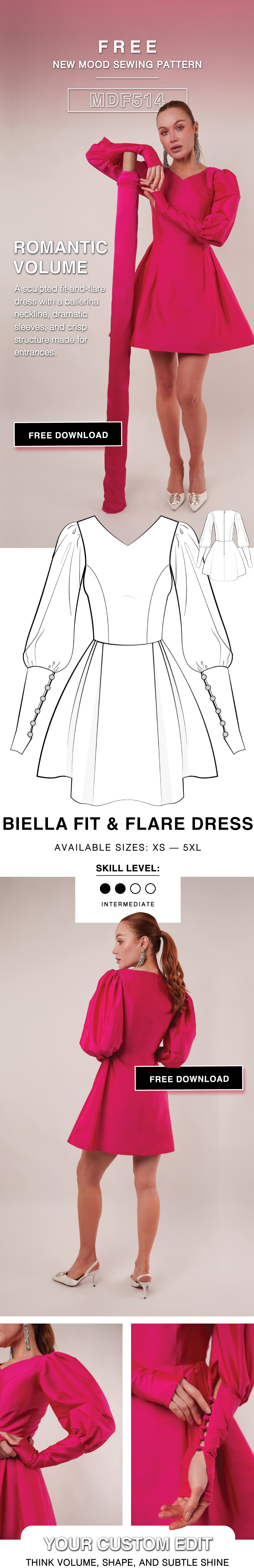 THE BIELLA FIT AND FLARE DRESS FREE SEWING PATTERN