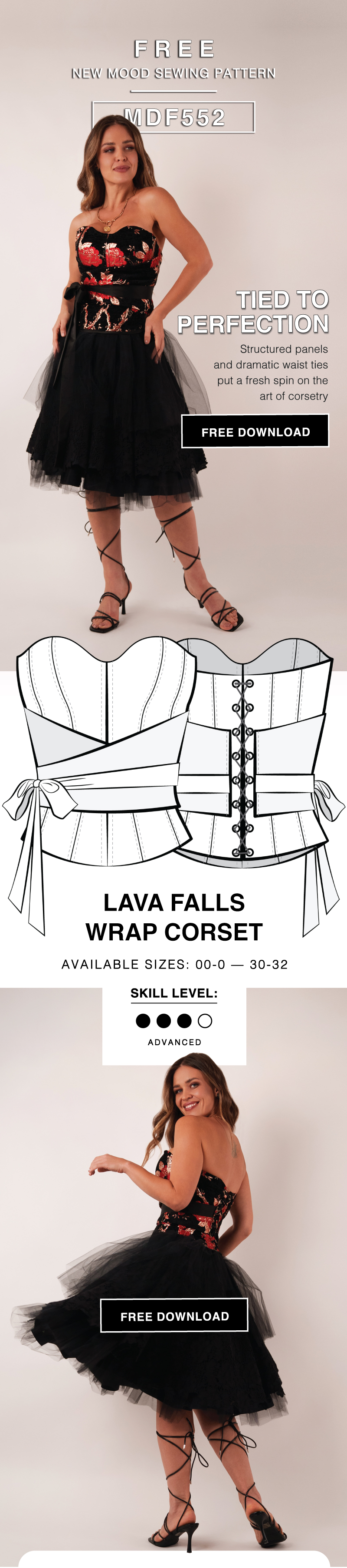 THE LAVA FALLS STRUCTURED CORSET FREE SEWING PATTERN
