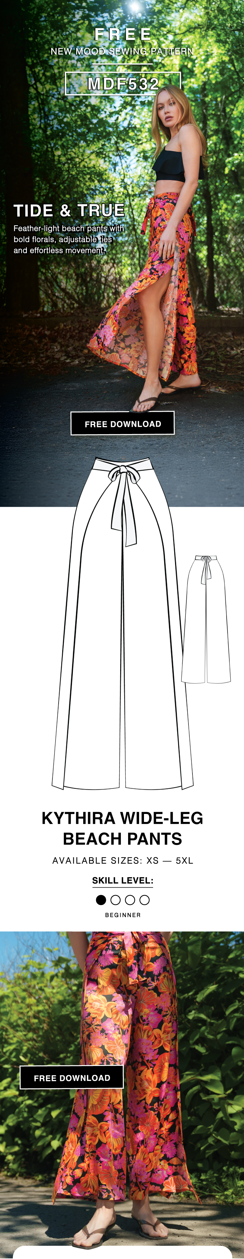 THE KYTHIRA WIDE-LEG BEACH PANTS FREE SEWING PATTERN DOWNLOAD