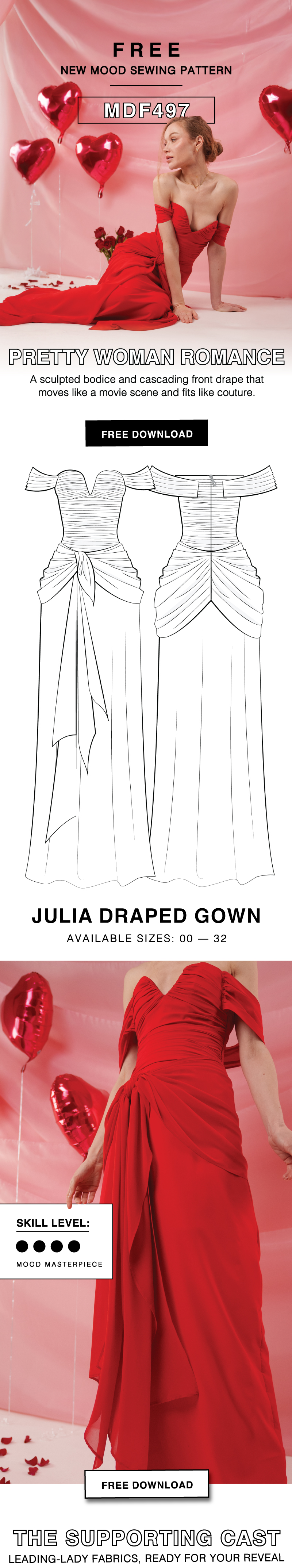 THE JULIA DRAPED GOWN FREE SEWING PATTERN