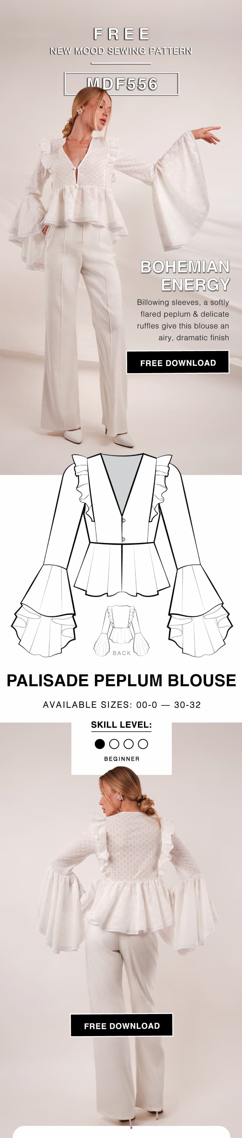 THE PALISADE PEPLUM BLOUSE FREE SEWING PATTERN
