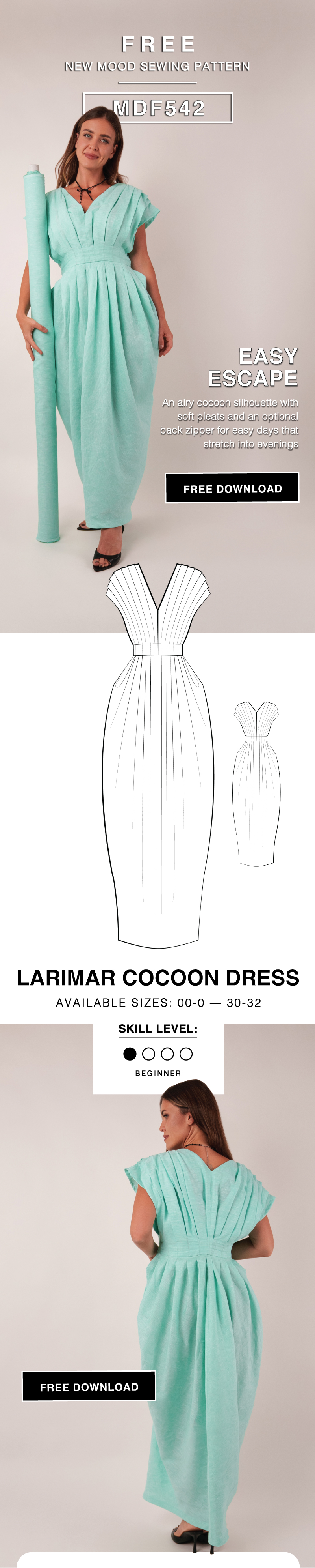 THE LARIMAR COCOON DRESS FREE SEWING PATTERN