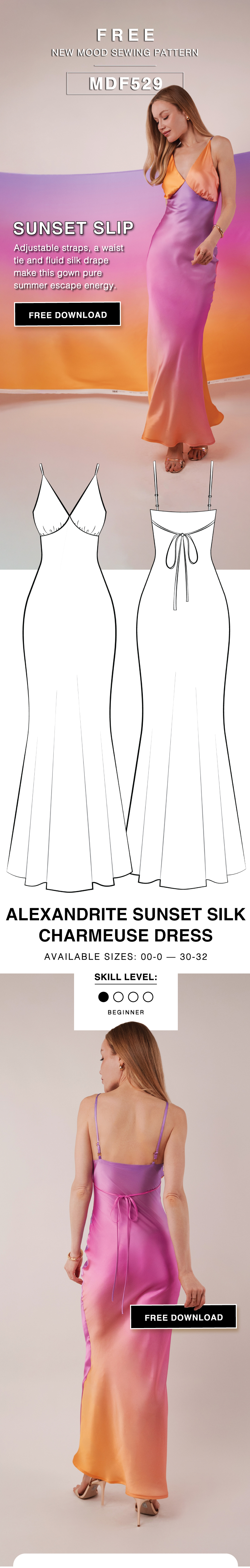 THE ALEXANDRITE SUNSET SILK CHARMEUSE DRESS