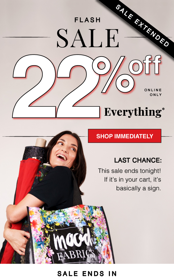 SHOP AND SAVE 22% OFF SITEWIDE TODAY ONLY