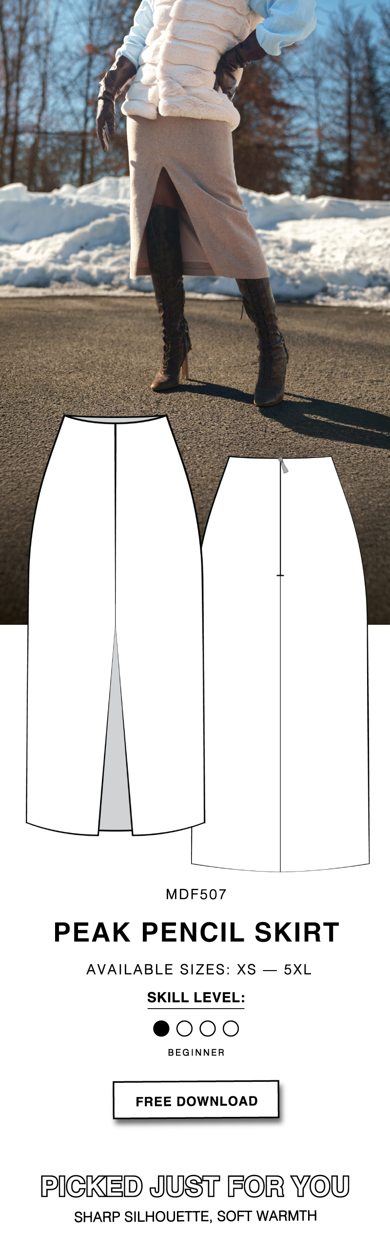 THE PEAK PENCIL SKIRT FREE SEWING PATTERN