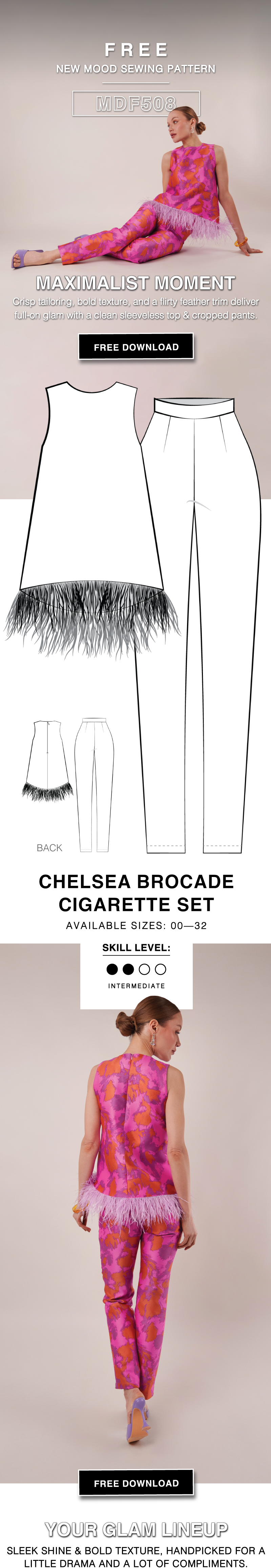 THE CHELSEA BROCADE CIGARETTE SET FREE SEWING PATTERN